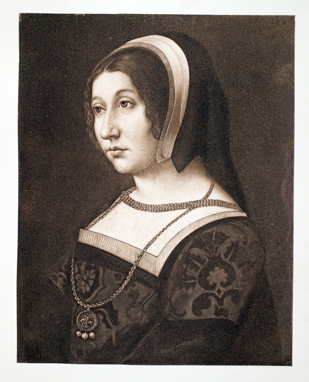 Se cree que es Margarita Tudor, hija de Enrique VII, Reina de Escocia, c.1520, pub. 1902 de French School