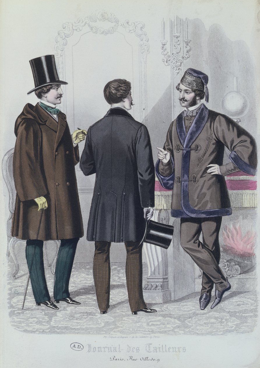 Tres jóvenes elegantes, diciembre 1856 de French School