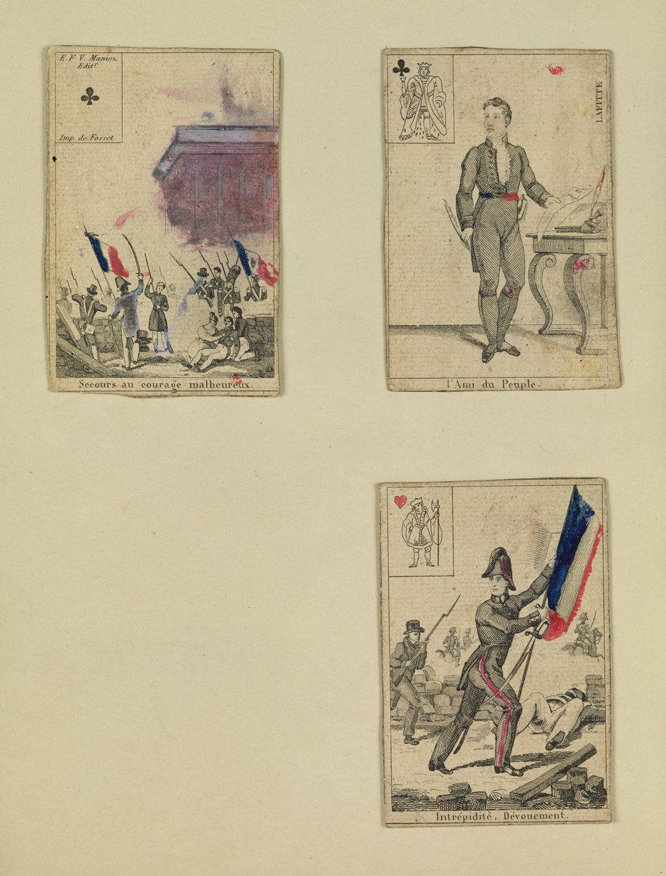 Tres cartas conmemorativas de los héroes de julio de 1830, 1831 de French School