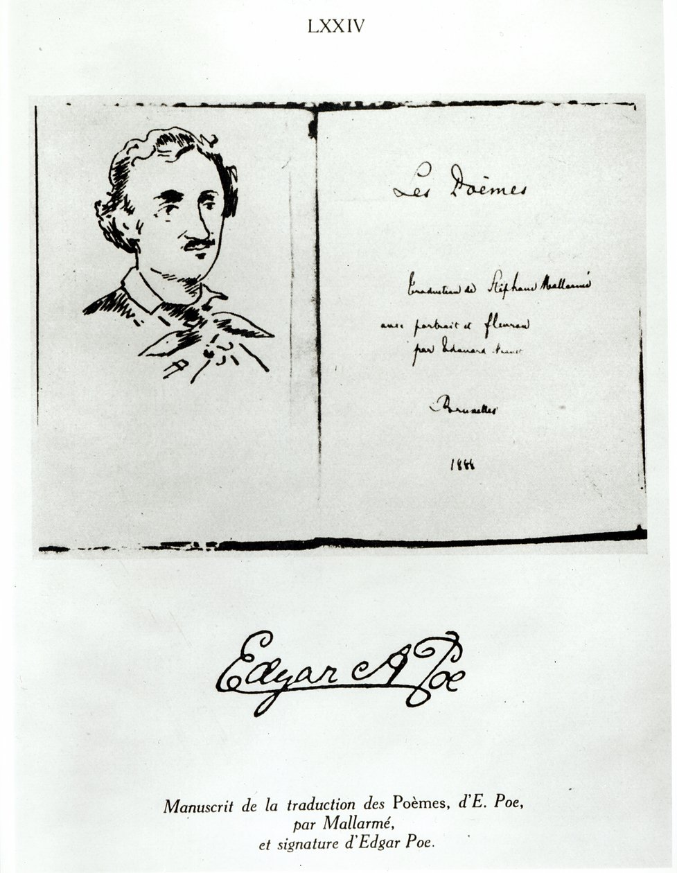 Portada de Les Poemes de Edgar Allan Poe (1809-49) traducido por Stephane Mallarme (1842-98) con un retrato del autor, 1888 de French School