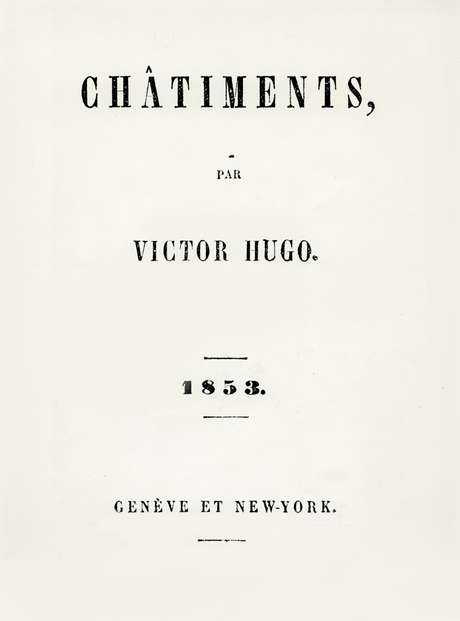 Portada de Los Castigos, por Victor Hugo, publicado en Ginebra y Nueva York, 1853 de French School