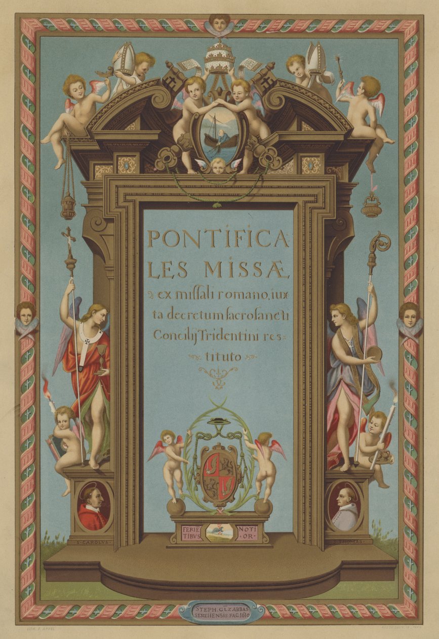 Portada del Misal Pontificio (cromolito) de French School