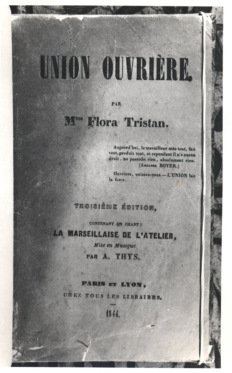 Portada de Union Ouvriere por Flora Tristan (1803-44), publicada en 1844 de French School