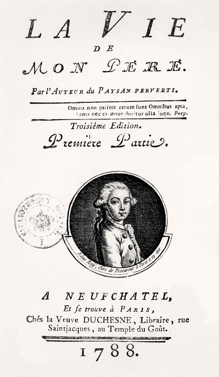 Portada de "La Vie de Mon Pere", 1788 de French School