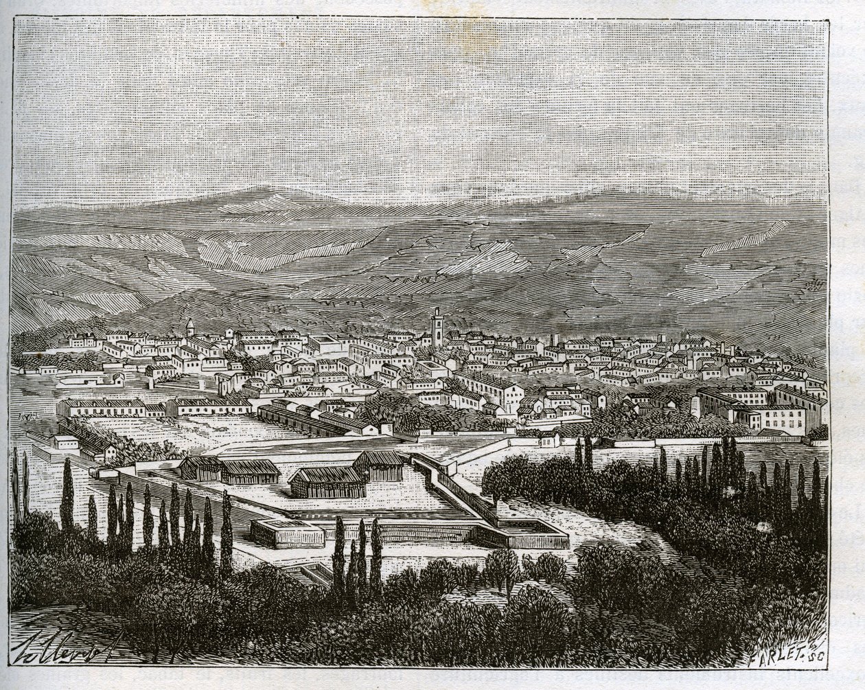 Tlemcen en Argelia en el siglo XIX - grabado en "La France illustrée: géographie, histoire, administración estadística" por V.A. Malt-Brown. 1884 de French School