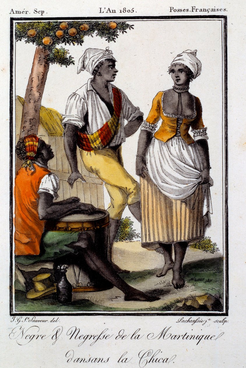Danza tradicional: habitantes de Martinica bailando chica de French School