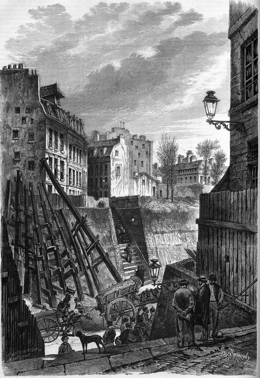 Transformaciones de París bajo el Segundo Imperio, París haussmanniano: vista de la rue Rollin en su encuentro con la rue Monge de French School