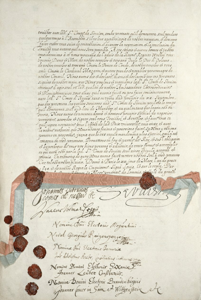 Tratado de Westfalia, firmado en Münster, 24 de octubre de 1648 de French School