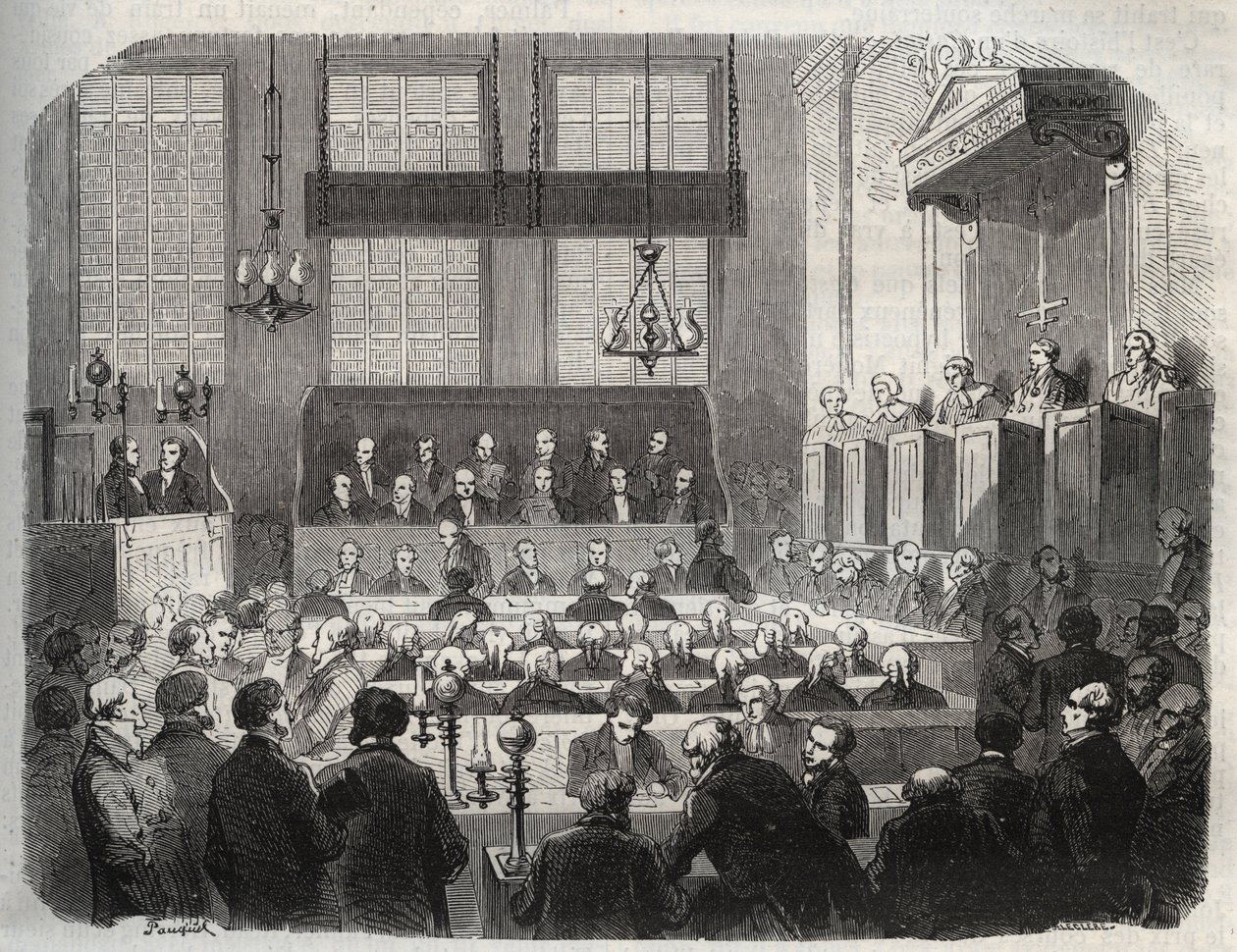 Juicio de William Palmer, en el Tribunal Penal Central, mayo de 1856, por envenenar a John Parsons Cook, en Rugeley - William Palmer ante el Tribunal Penal Central de Londres en 1856 - Grabado en “Causas célebres de todos los pueblos” por Armand Fouquier de French School