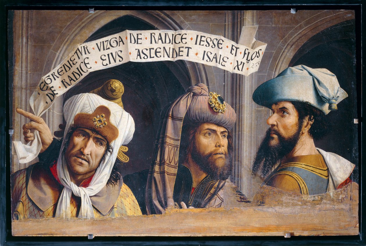 Trois Prophètes - Tres Profetas. Panel fragmentario que muestra a los tres profetas de la Anunciación ... de French School
