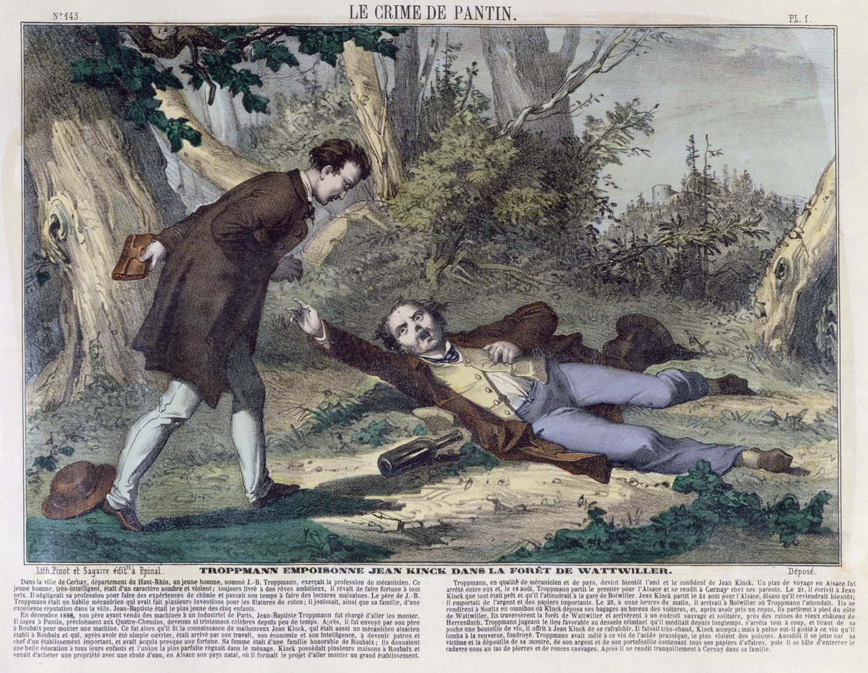 Troppmann envenena a Jean Kinck en el bosque de Wattwiller, 1869 de French School