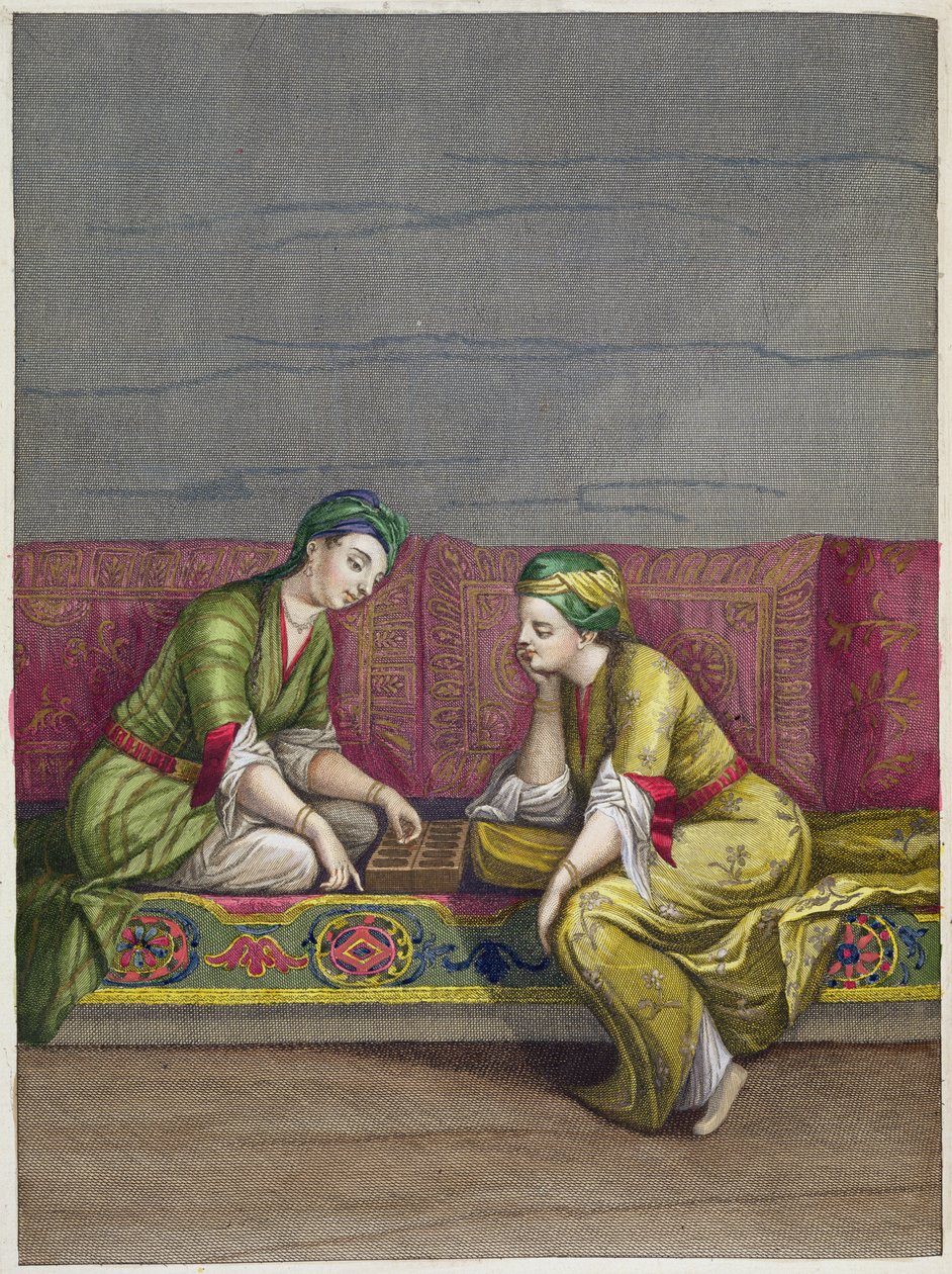 Chicas Turcas, jugando Mangala, siglo XVIII de French School