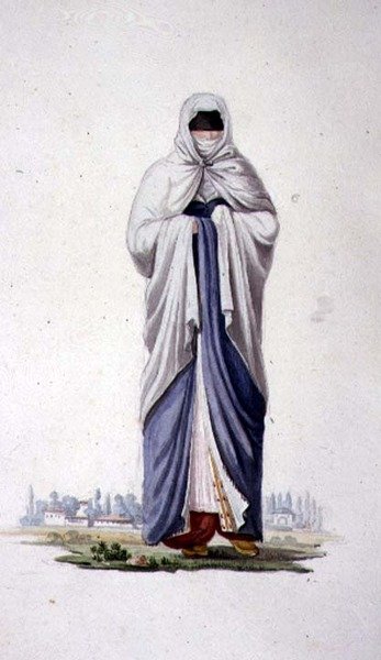 Mujer turca de Esmirna, probablemente por Cousinery, período otomano, tercer cuarto del siglo XVIII de French School