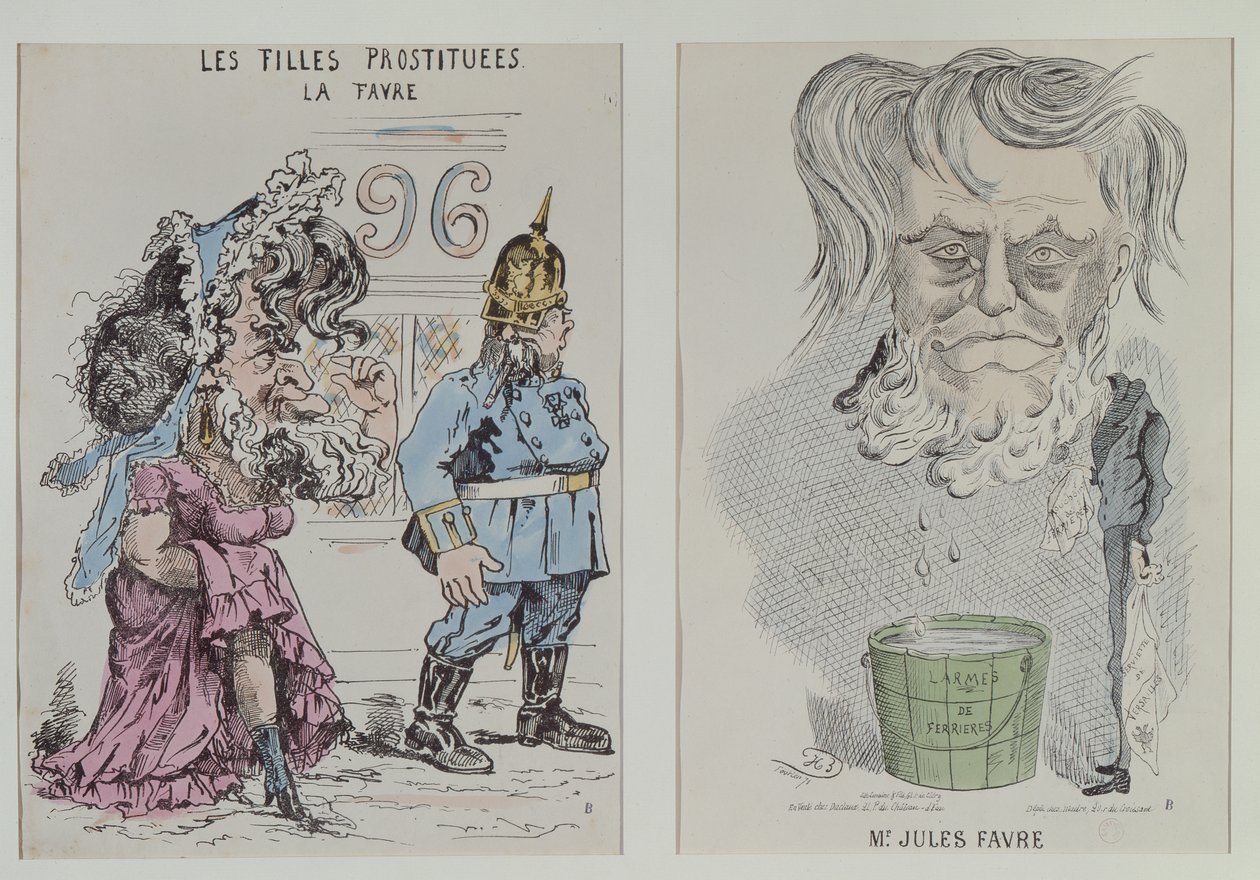 Dos caricaturas de Jules Favre (1809-80) 1870-71 de French School
