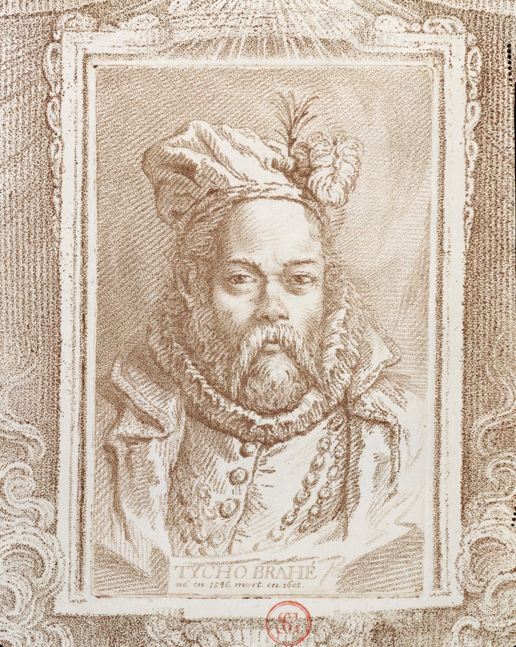 Tycho Brahe (1546-1601), ilustración de Histoire des Mathématiciens por Alexandre Saverien (1720-1805), publicada en París, 1766 de French School