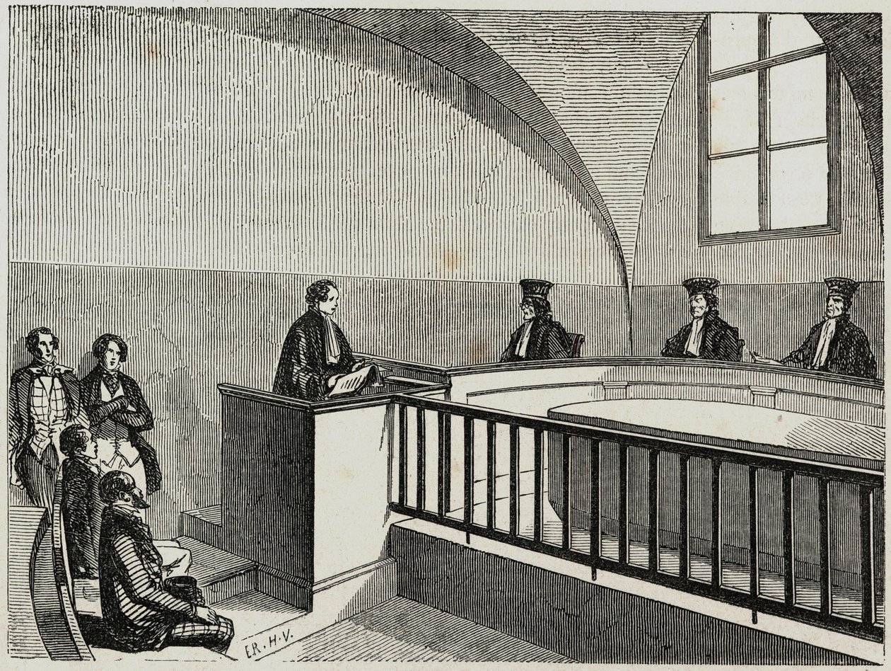 Una tesis en la escuela de derecho en París - Grabado en "Tableau-de-Paris" por Edmond Texier 1852 de French School