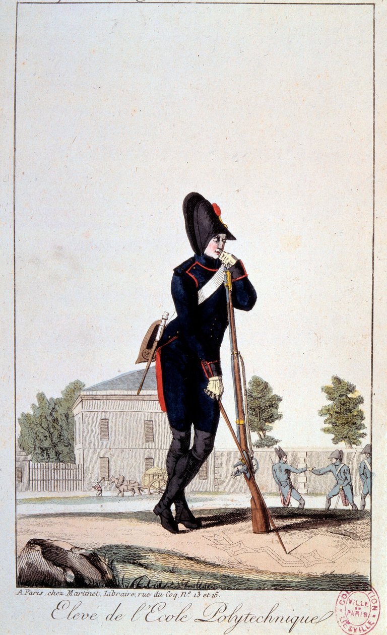 Uniforme: un estudiante de la Escuela Politécnica en el siglo XIX. Impresiones del siglo XIX. París, Museo Carnavalet de French School