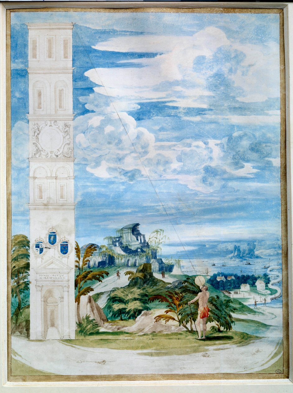 Uso del astrolabio, instrumento astronómico: apuntando al sol. Acuarela de la escuela francesa del siglo XVI. París, Museo del Louvre de French School