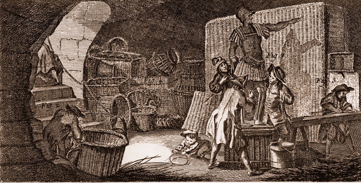 Vannier - herramientas - fabricante de baloncesto - "La Gran Enciclopedia, ou Dictionnaire Raisonne des Sciences, des Arts et des Metiers" (Enciclopedia o Diccionario de las Ciencias, Artes y Profesiones) por Denis Diderot (1713-1784) y Jean d