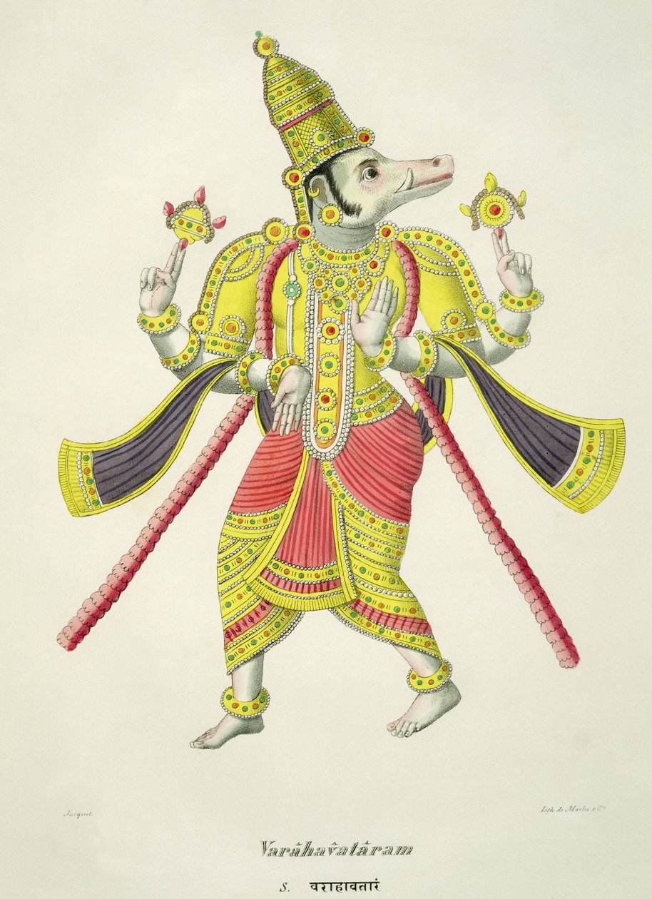 Varaha, grabado por de Marlet de French School