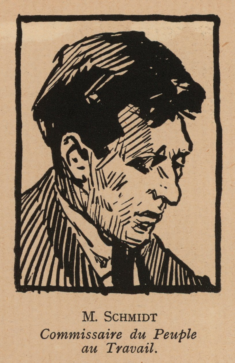 Vasily Schmidt, político revolucionario bolchevique ruso y Comisario del Pueblo para el Trabajo (litografía) de French School