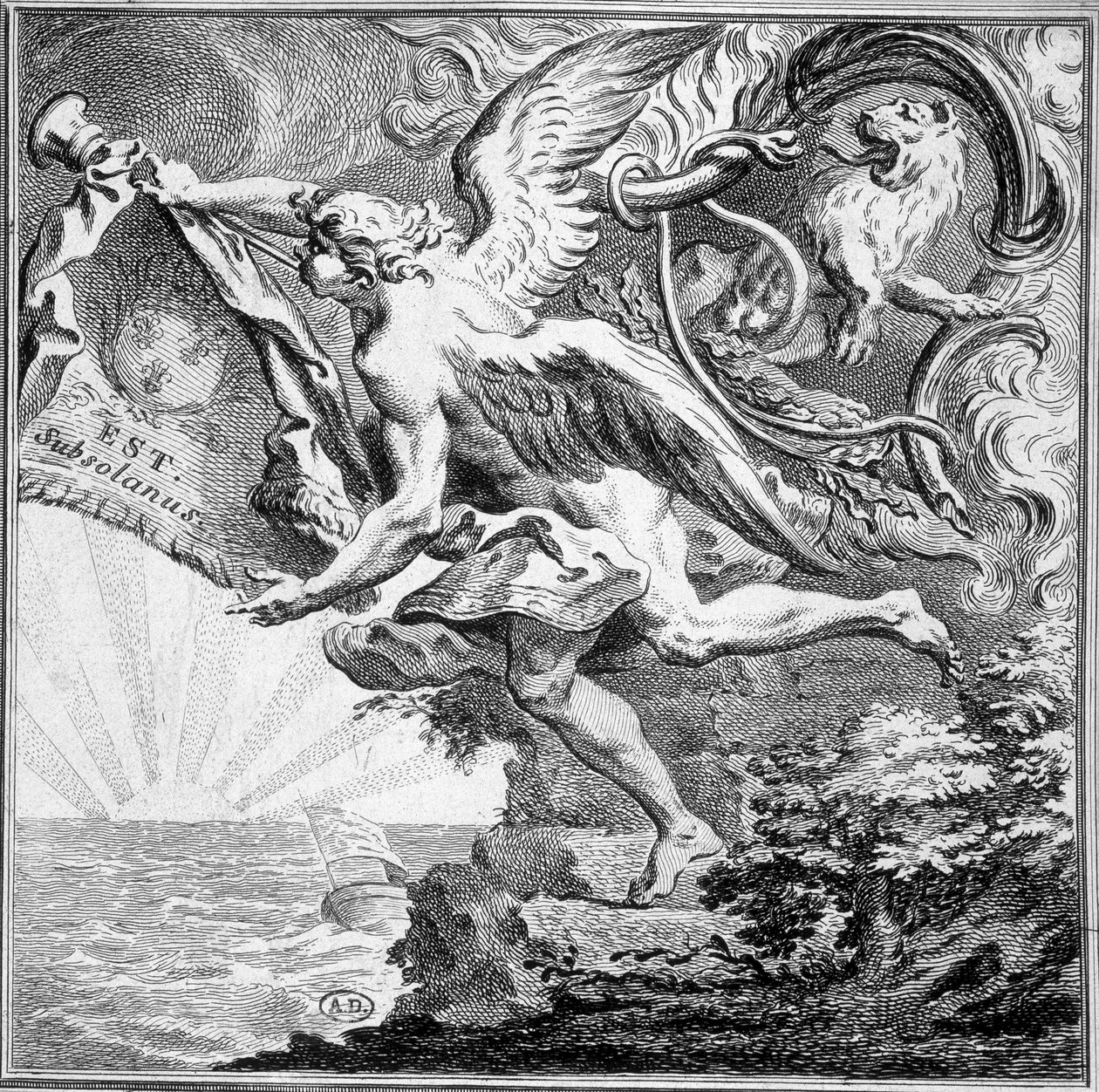 Viento del Este - grabado de French School