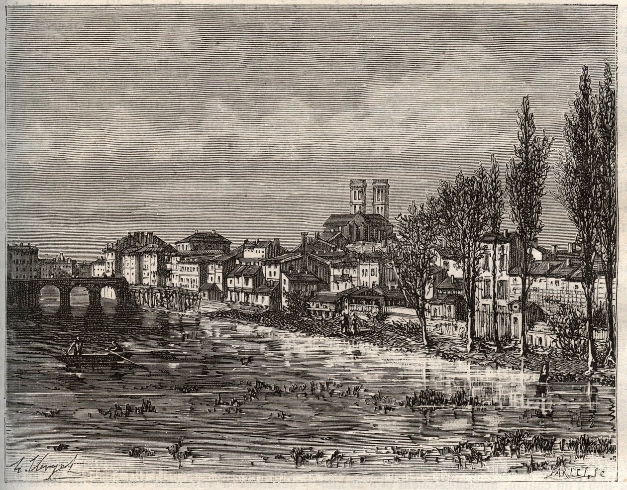 Verdun - Morbihan en Bretaña - grabado en “La France illustrée: géographie, histoire, administration statistique” por V.A. Malt-Brown. 1884 de French School
