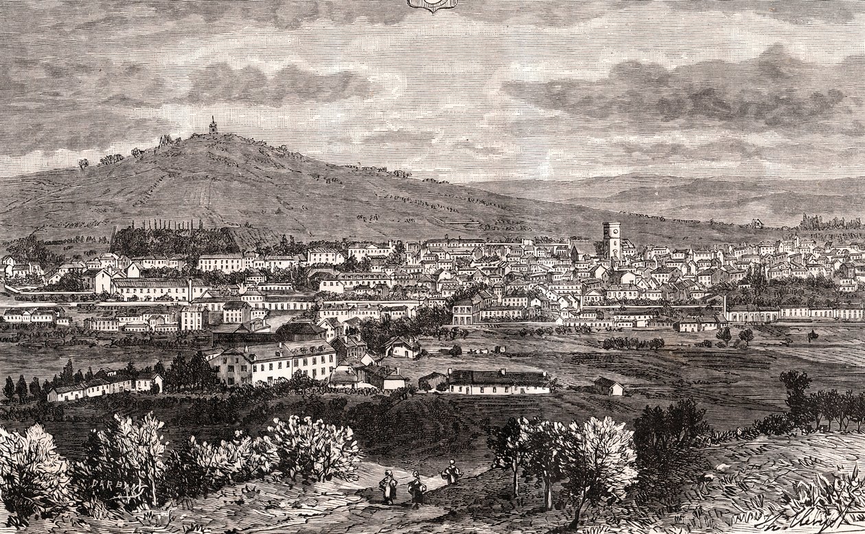 Vesoul - comuna del Gran Este de Francia, prefectura del departamento de Haute-Saône en la región de Borgoña-Franco Condado - grabado en “Francia ilustrada: geografía, historia, administración estadística” por V.-A. Malt-Brown. 1884 de French School