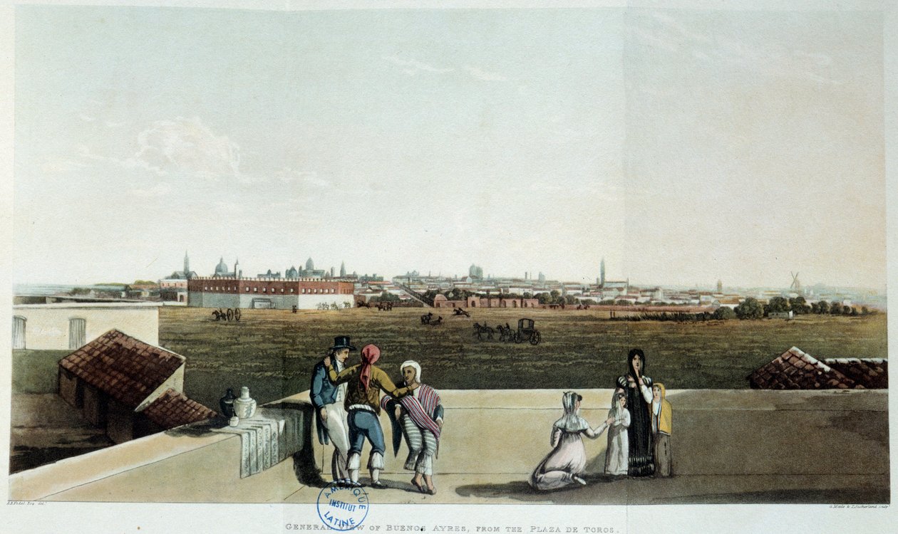 Vista de Buenos Aires en Argentina. Litografía de vidal (1820) siglo XIX. París, Biblioteca Latinoamericana de French School