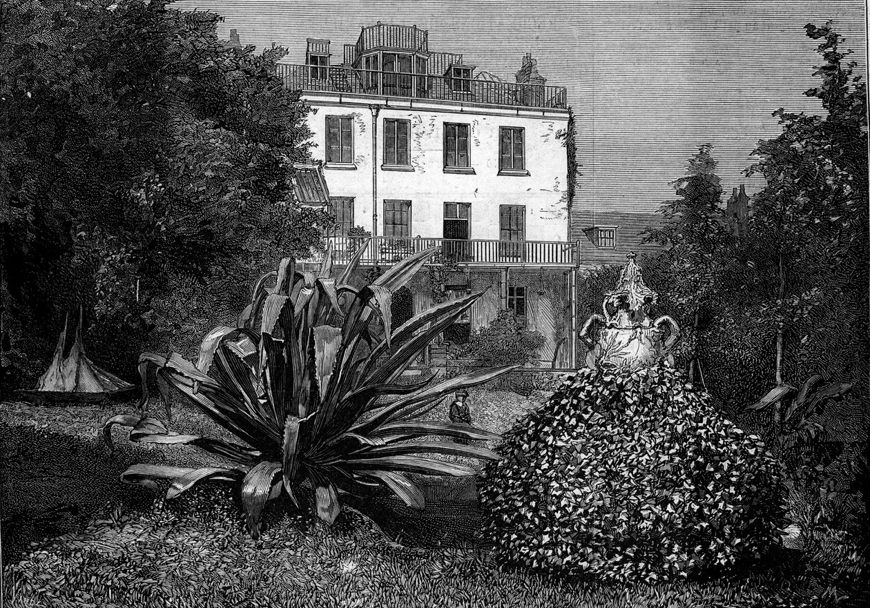 Vista de Hauteville House, residencia de Victor Hugo durante su exilio en la isla de Guernsey. Grabado en “El Mundo Ilustre” n°1249 del 5 de marzo de French School
