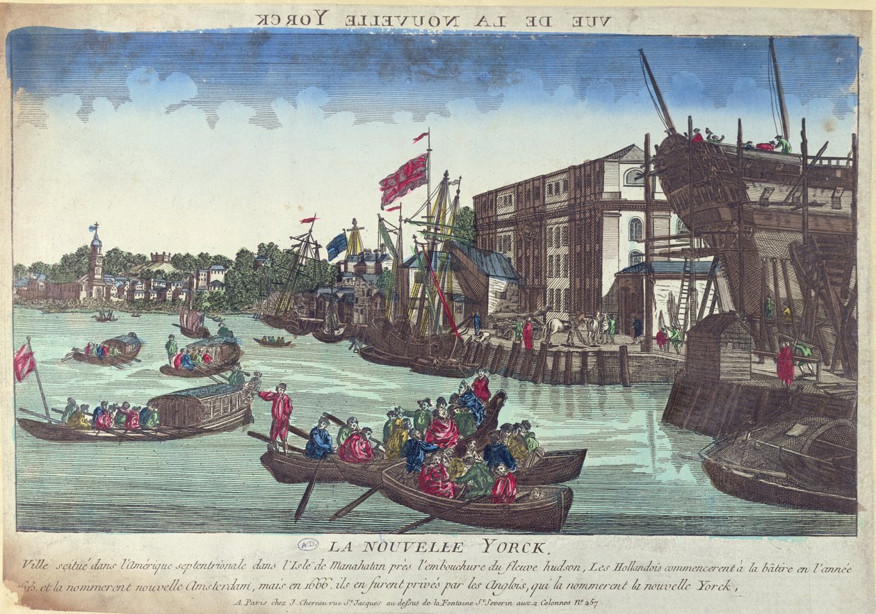 Vista de Nueva York, grabado por Balthazar Frederic Leizelt de French School