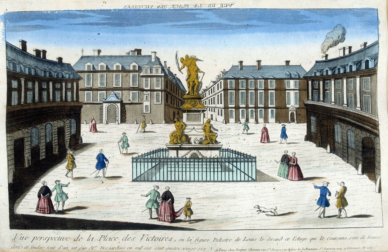 Vista de la Place des Victoires en París - Vista óptica de French School