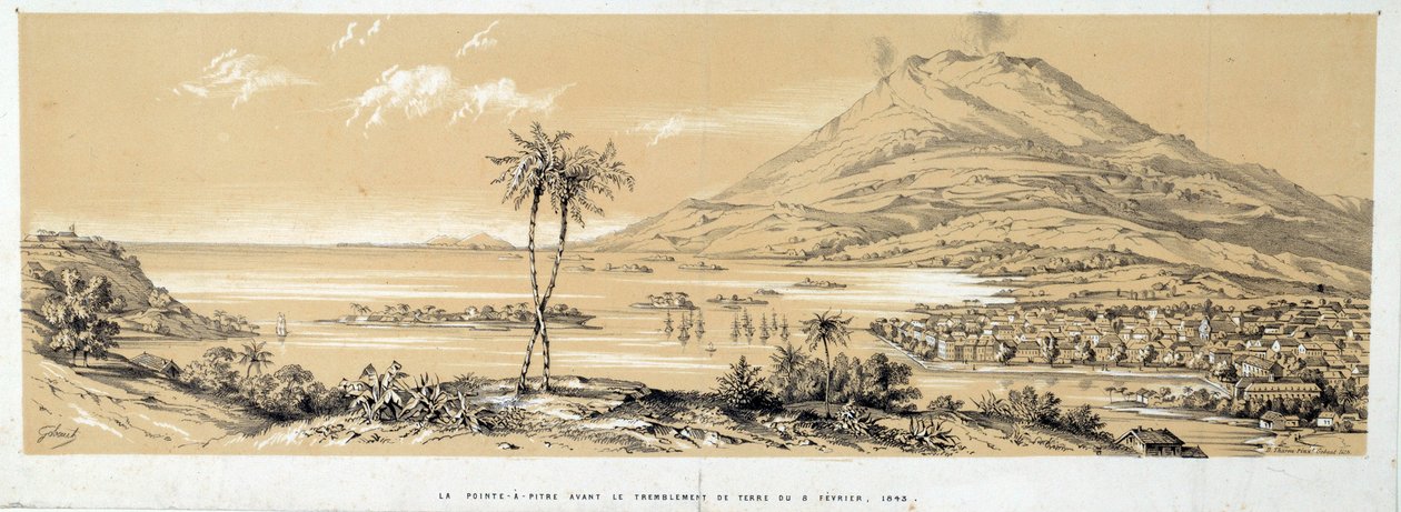 Vista de Pointe-à-Pitre antes del terremoto. Grabado de 1843. Chartres, Museo de Bellas Artes de French School