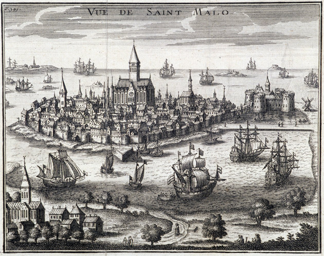 Vista de St Malo - Grabado anónimo de French School