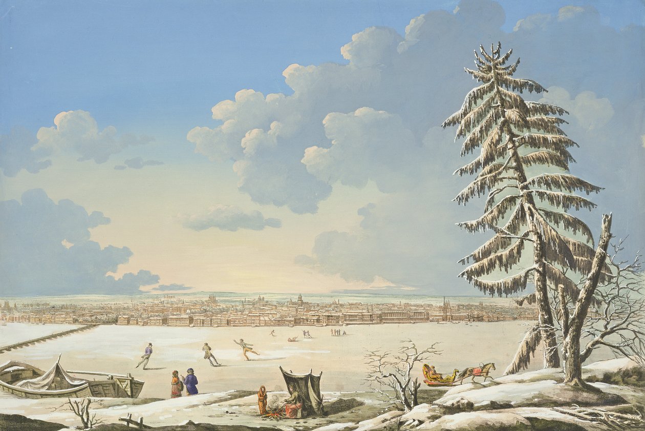 Vista de San Petersburgo, publicada en París c.1850 (litografía coloreada a mano) de French School