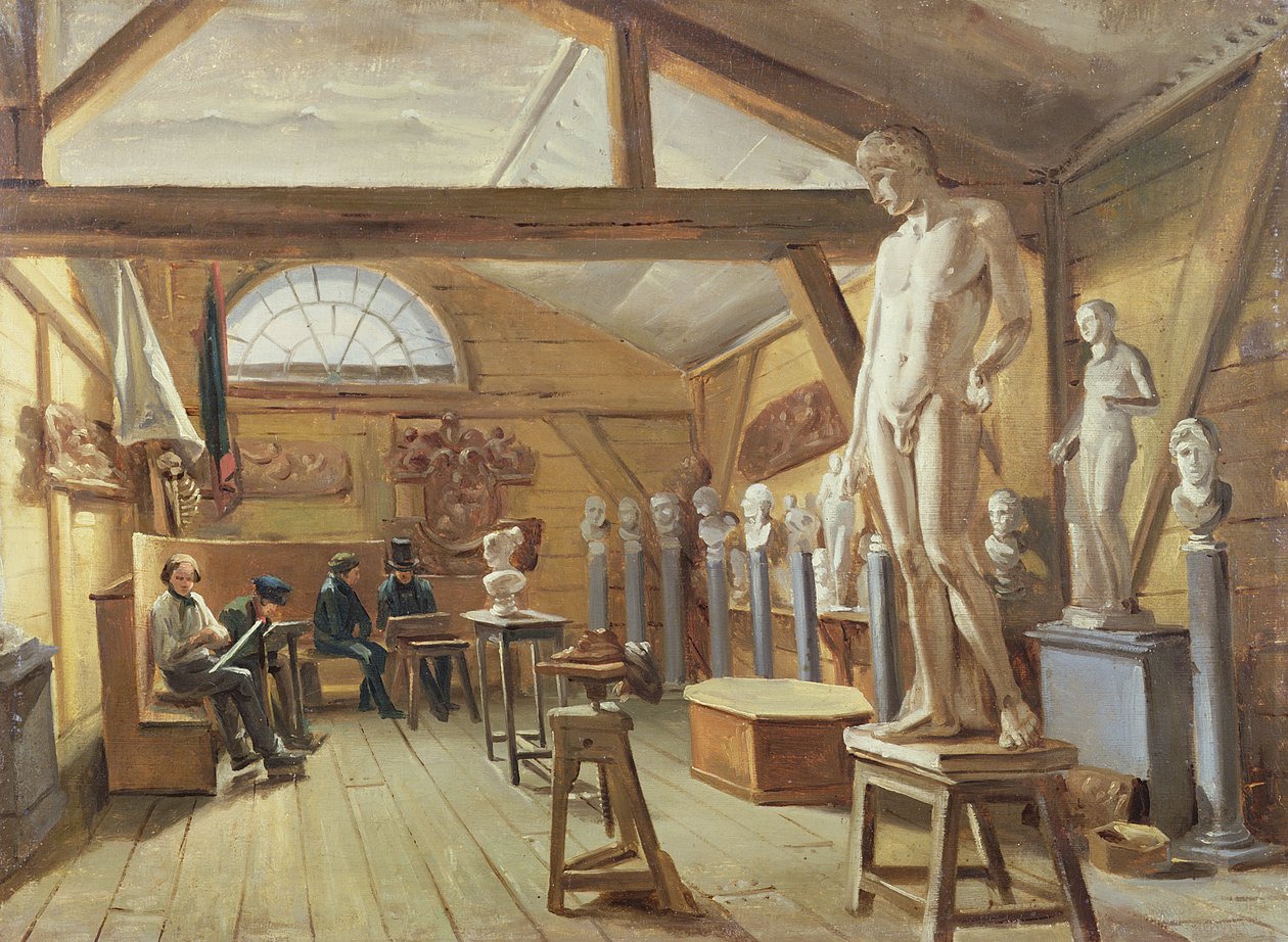 Vista de un estudio en una escuela de arte, c.1840 de French School