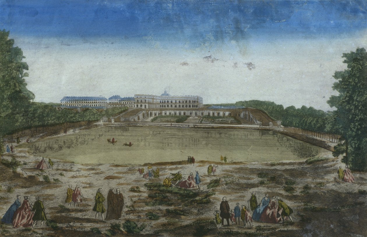 Vista del Chateau y la Orangerie desde la Piece deau des Suisses, Versalles, Francia de French School
