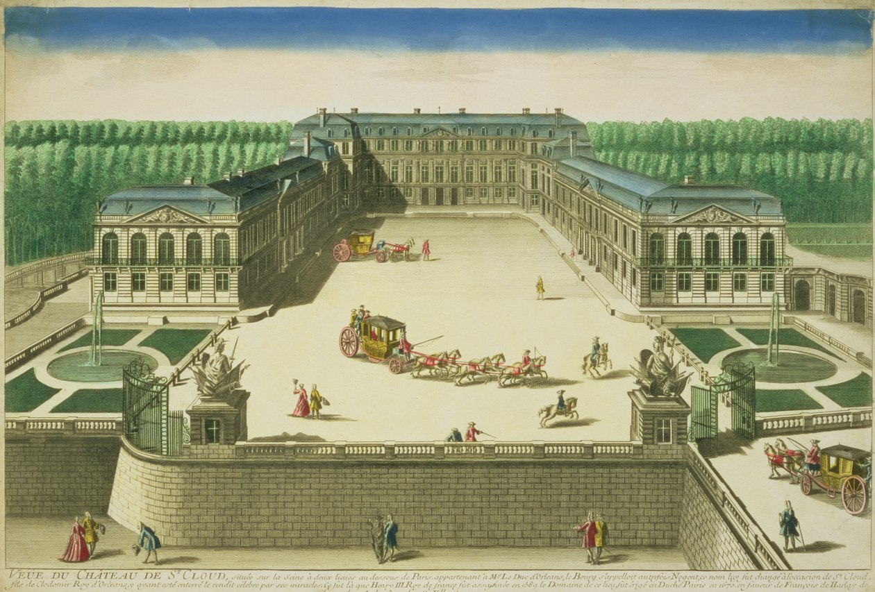 Vista del Chateau de St. Cloud, grabado por Antoine Aveline de French School