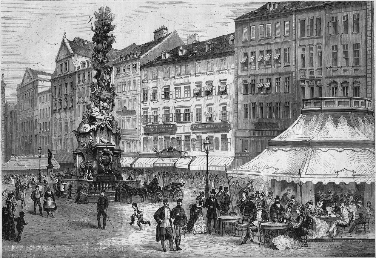 Vista del "Graben" en el centro de la ciudad de Viena, Austria de French School