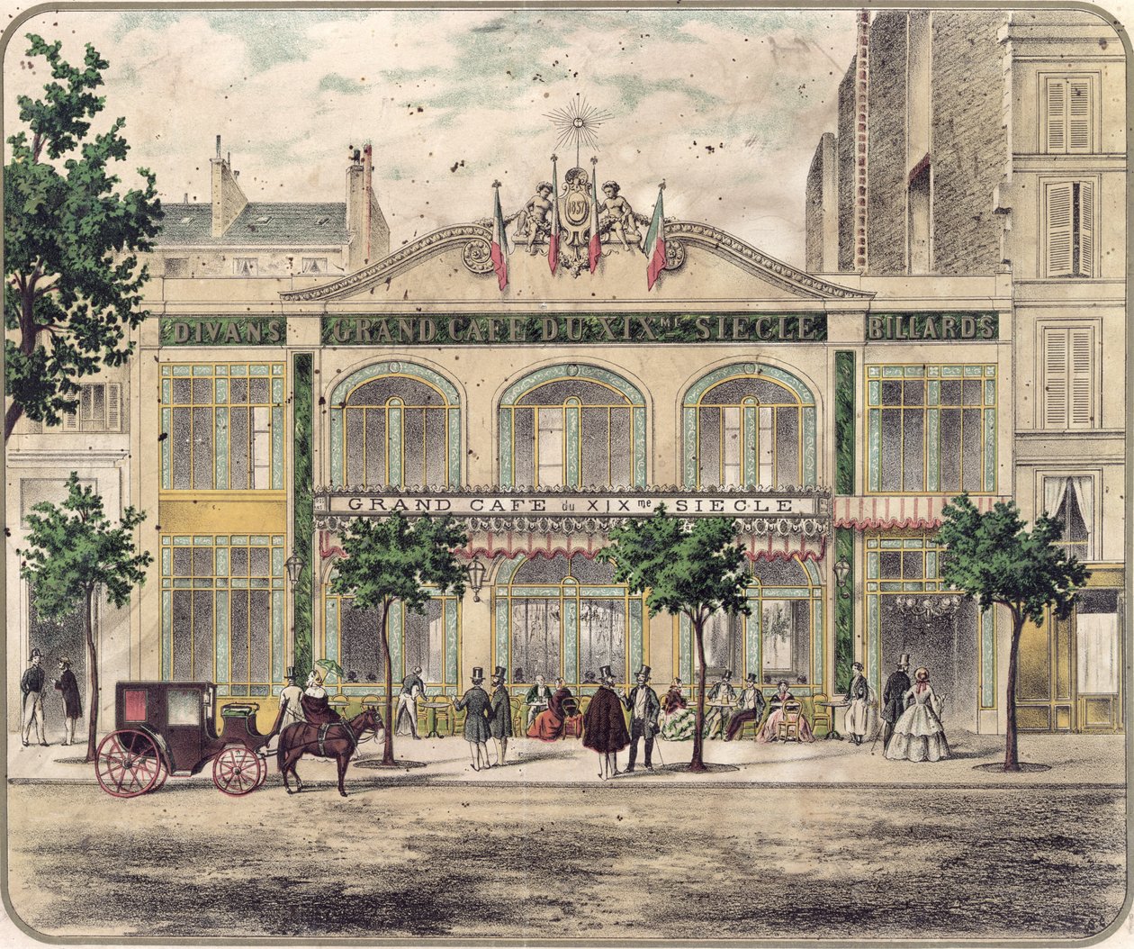 Vista del Grand Cafe du XIXeme Siecle, París, 1857 de French School