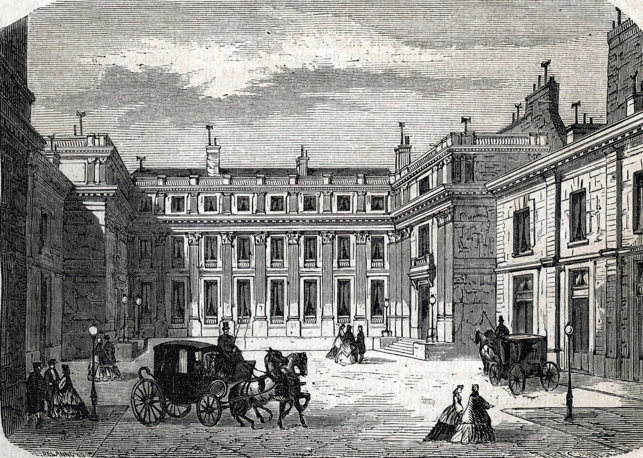 Vista del Ministerio de Educación Pública, Hotel de Rochechouart rue de Grenelle, en París - (grabado) 1864 de French School