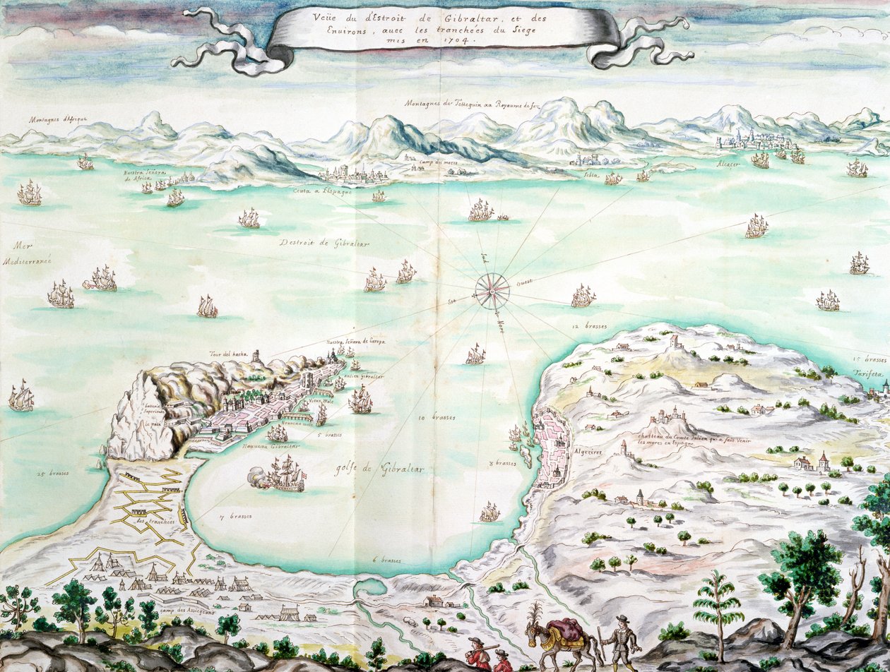 Vista del sitio de Gibraltar en 1704 de French School