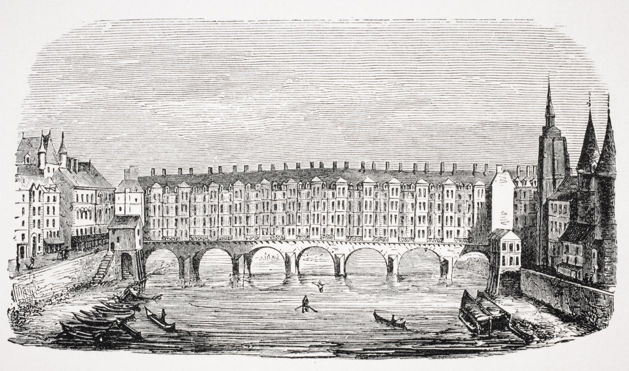 Vista del antiguo Pont-au-Change, de un grabado de la 