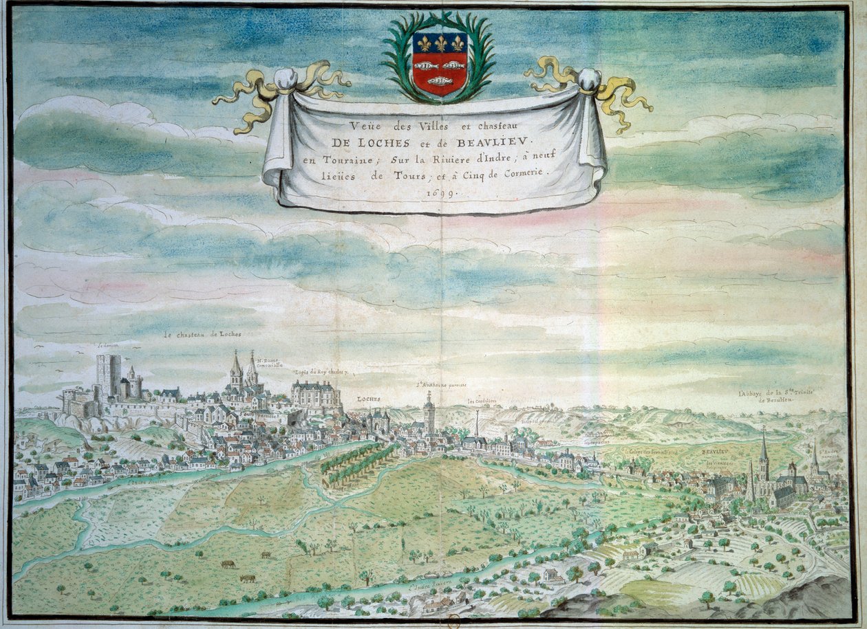 Vista del castillo de Loches de French School