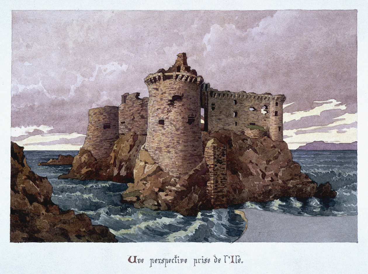 Vista del castillo del siglo XI en ruinas en la isla de Yeu (Ile-d