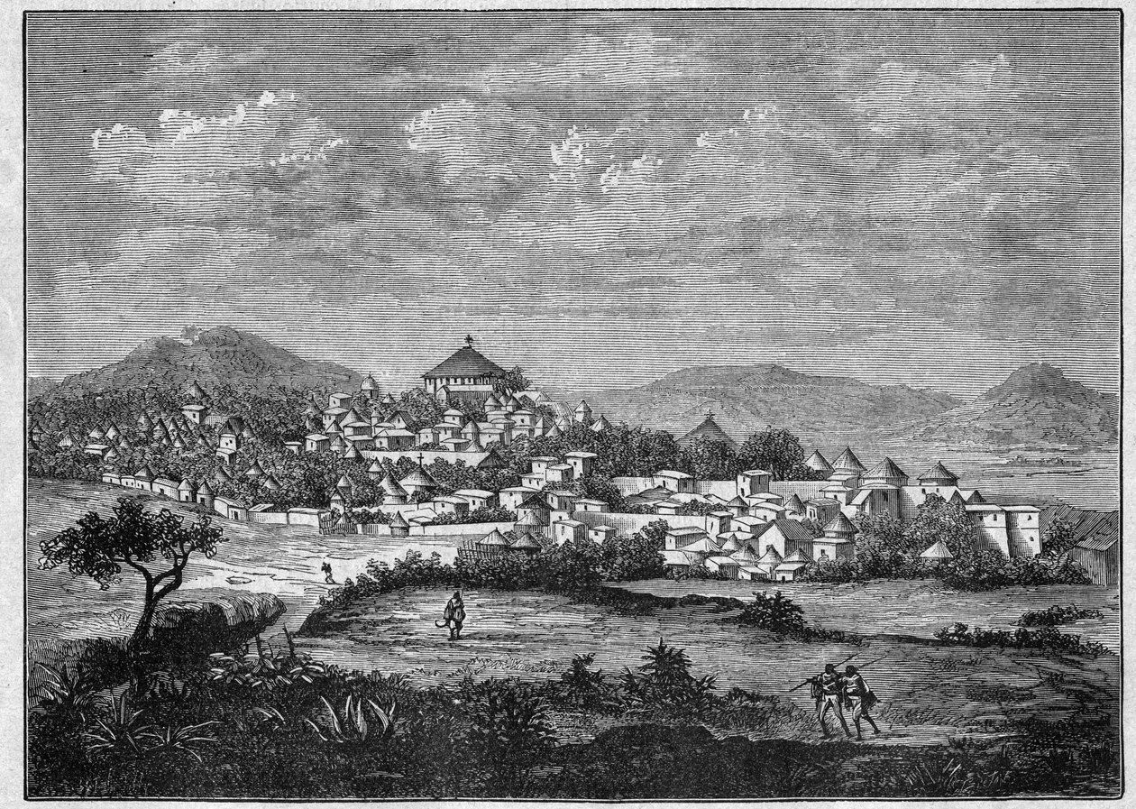 Vista de la ciudad de Adoua, capital de la región del Tigre en Etiopía. Grabado de 1896 en “L