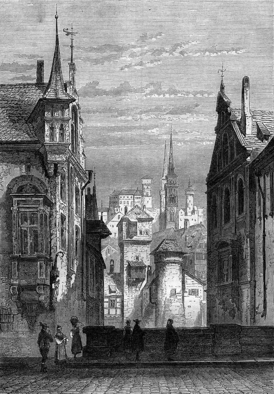 Vista de la ciudad de Núremberg en Alemania de French School
