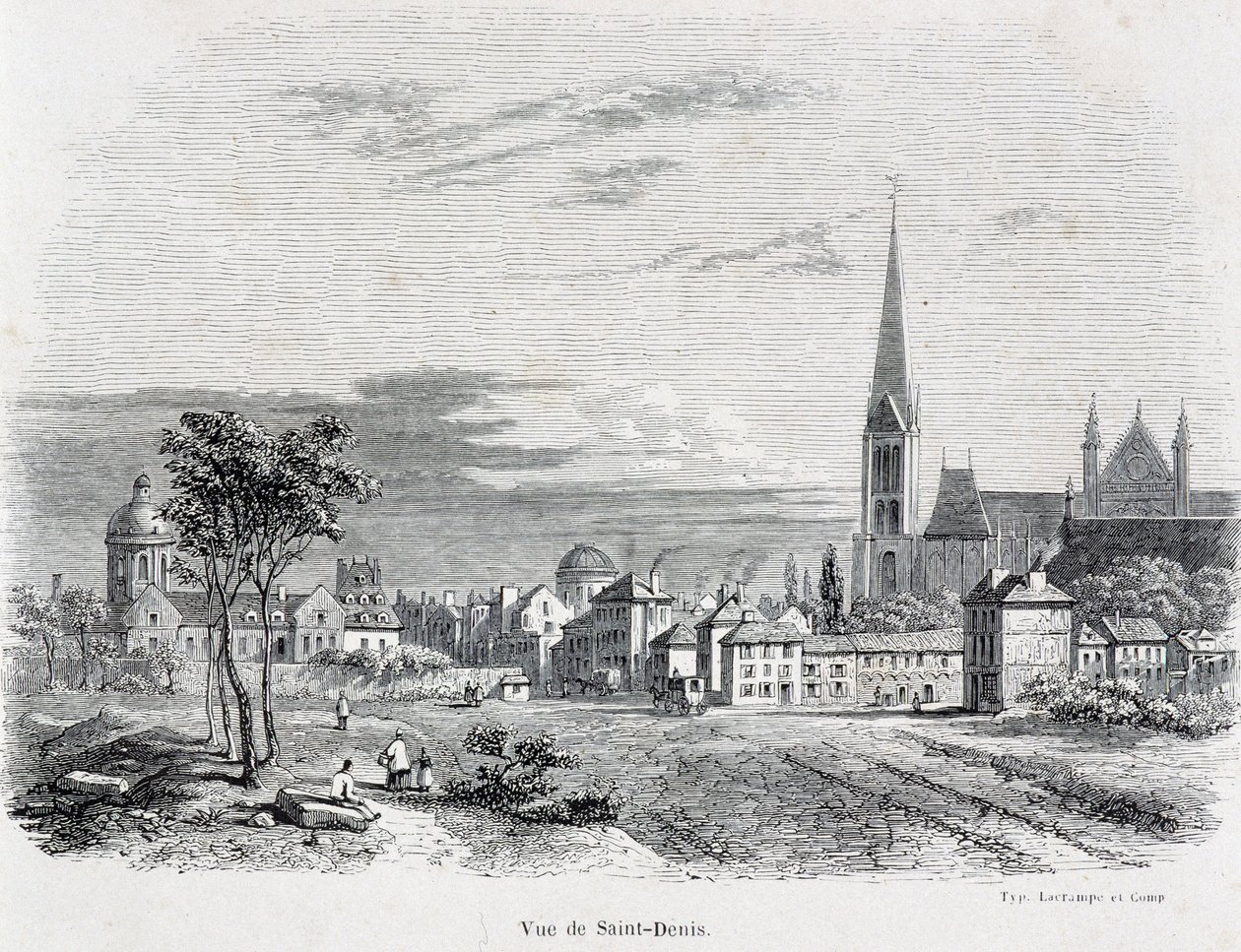 Vista de la ciudad de Saint Denis, principios del siglo XIX de French School