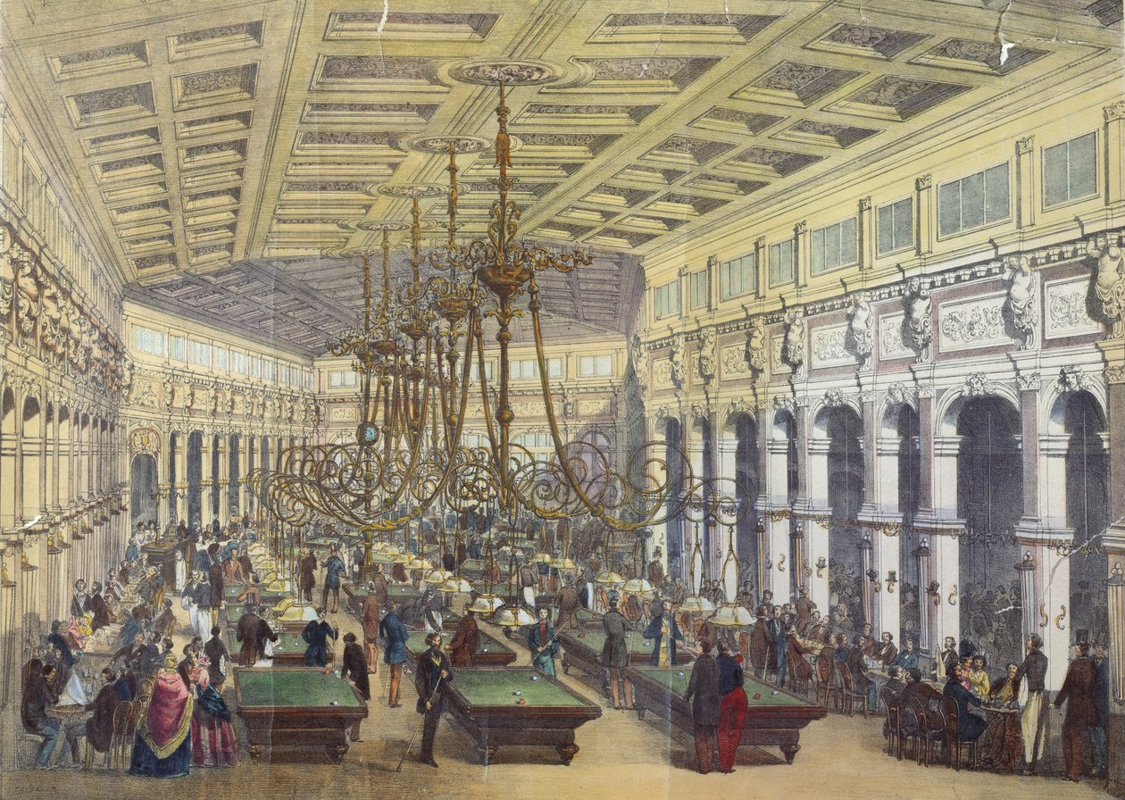 Vista del interior del Grand Cafe Parisien, París, grabado por Thibault, 1855 de French School
