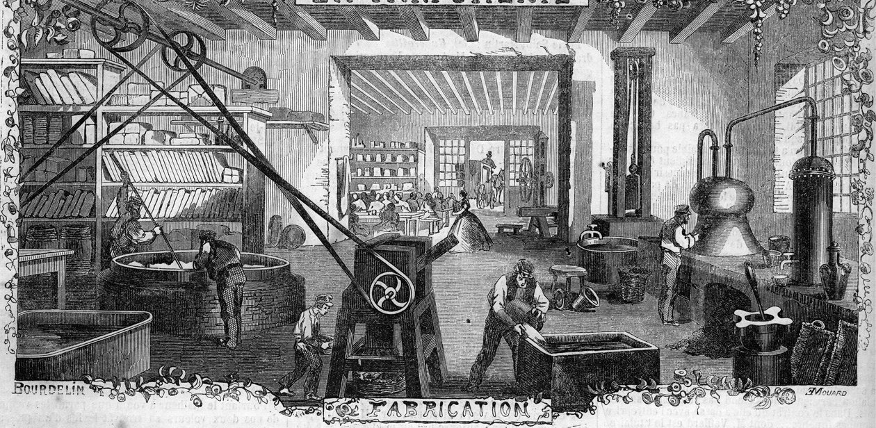 Vista de la fábrica de perfumes de Delettrez en Neuilly de French School